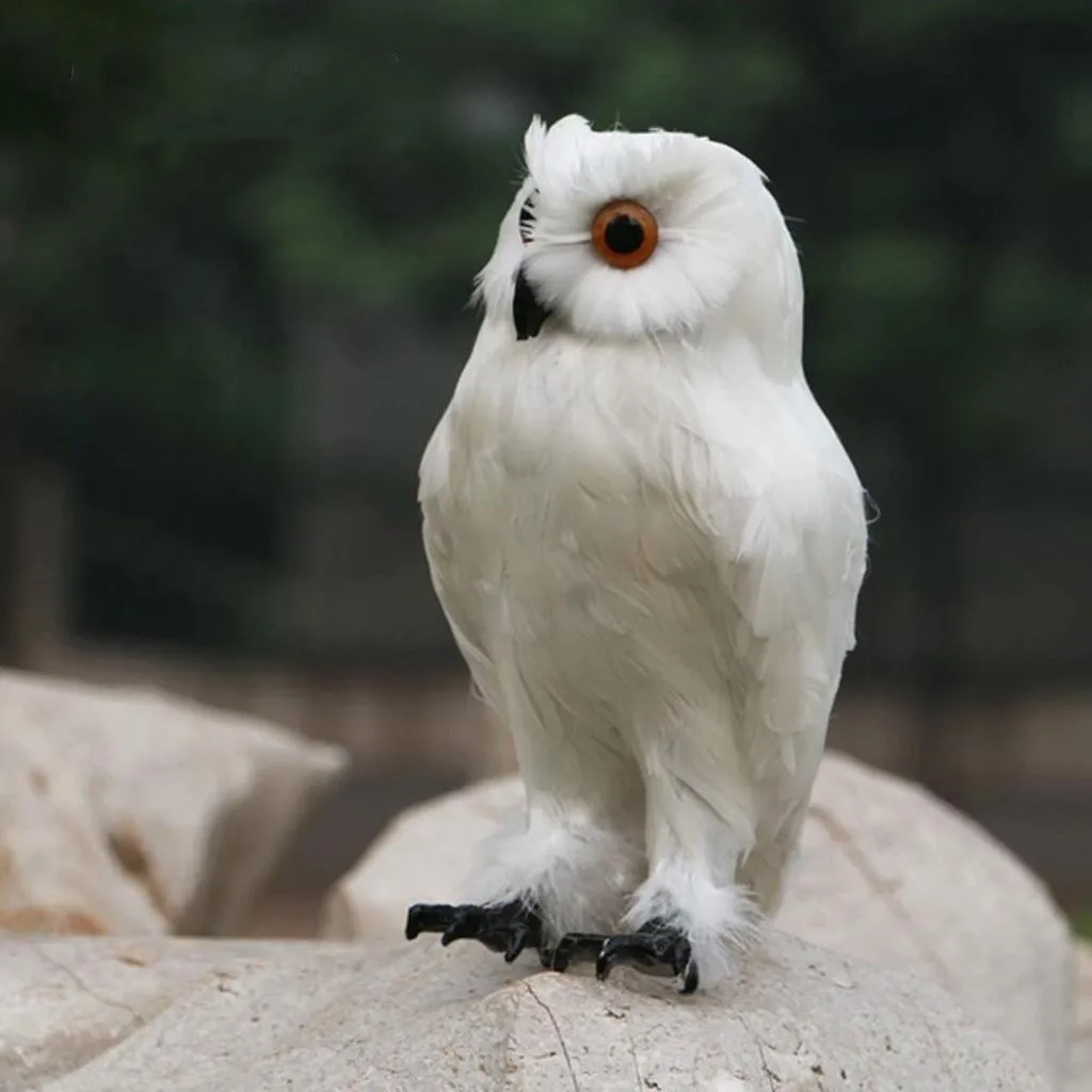 Artificial Owl Bird Feather Realistic Home Garden Owl Decor White Owl Garden Crafts Decorations Accessories
