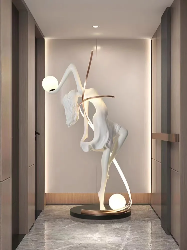 Hanging Light Clubs Bar Decor Art Dancing Girl Ornament Modern Indoor Led White Sculpture Floor Lamp Ballerina