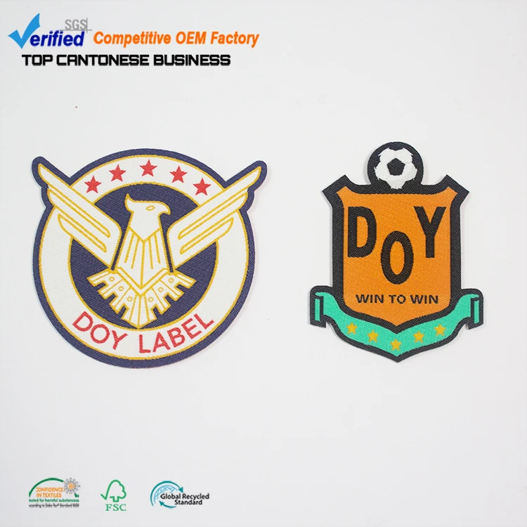Hook and Loop Backing Custom School Name Logo Woven Patches Labels Maker for Uniform Cloth