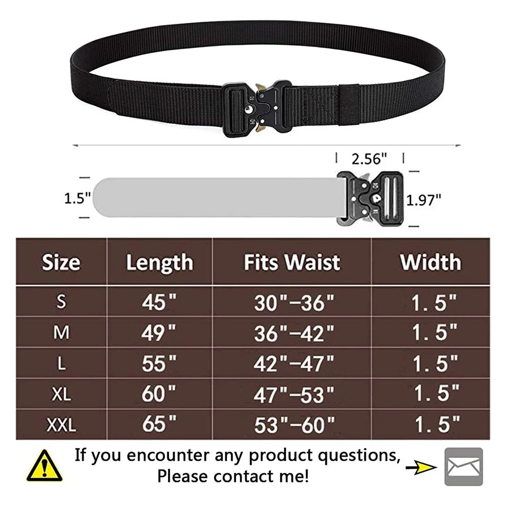 Adjustable Training Men Style Work Hiking Riggers Web Belt with Heavy Duty Quick Release Metal Buckle Tactical Belts