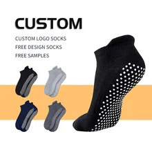 Simple Solid Color Custom Logo Unisex Non Slip Grip Yoga Socks Low Cut Ankle Cotton Women Men Pilates Barre Socks