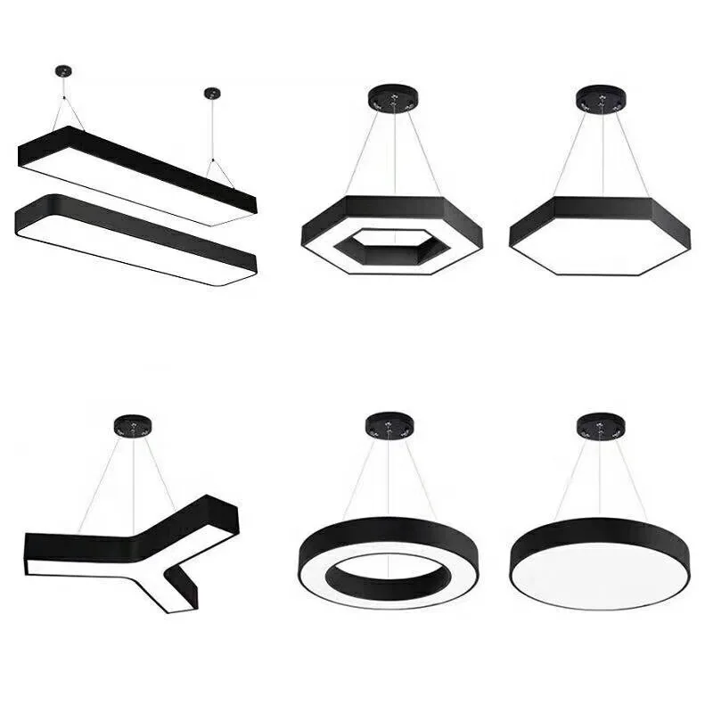 V Shape Modern Custom Office Hanging Luxury Big Ceiling Lighting Fixture LED Pendant Light Geometric Business Chandelier