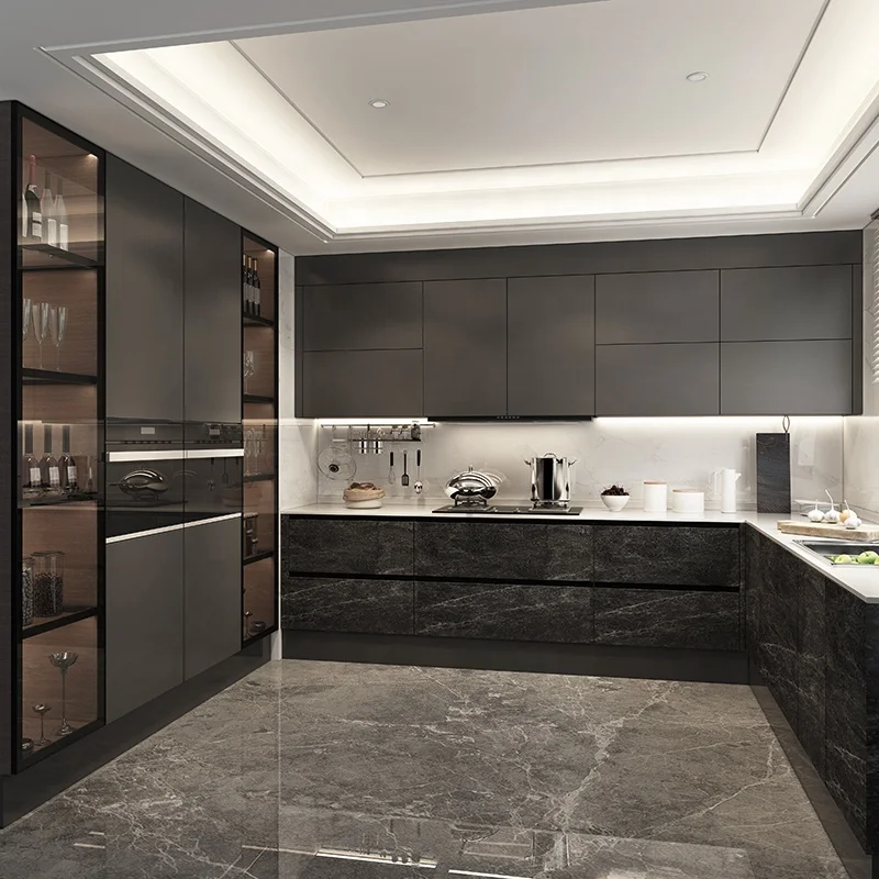 Moduler Hanging Melamine Board Ready Made Smart Modern Modular Kitchen Cabinets Modular or Customized Size German Machine MDF