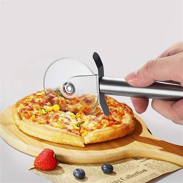 Decopatent® PRO Pizzasnijder RVS met houten handvat - Pizza Mes - Pizza