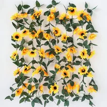 Sunflower flower vine simulation flower 10 large sunflower flower vine decoration household pipe winding