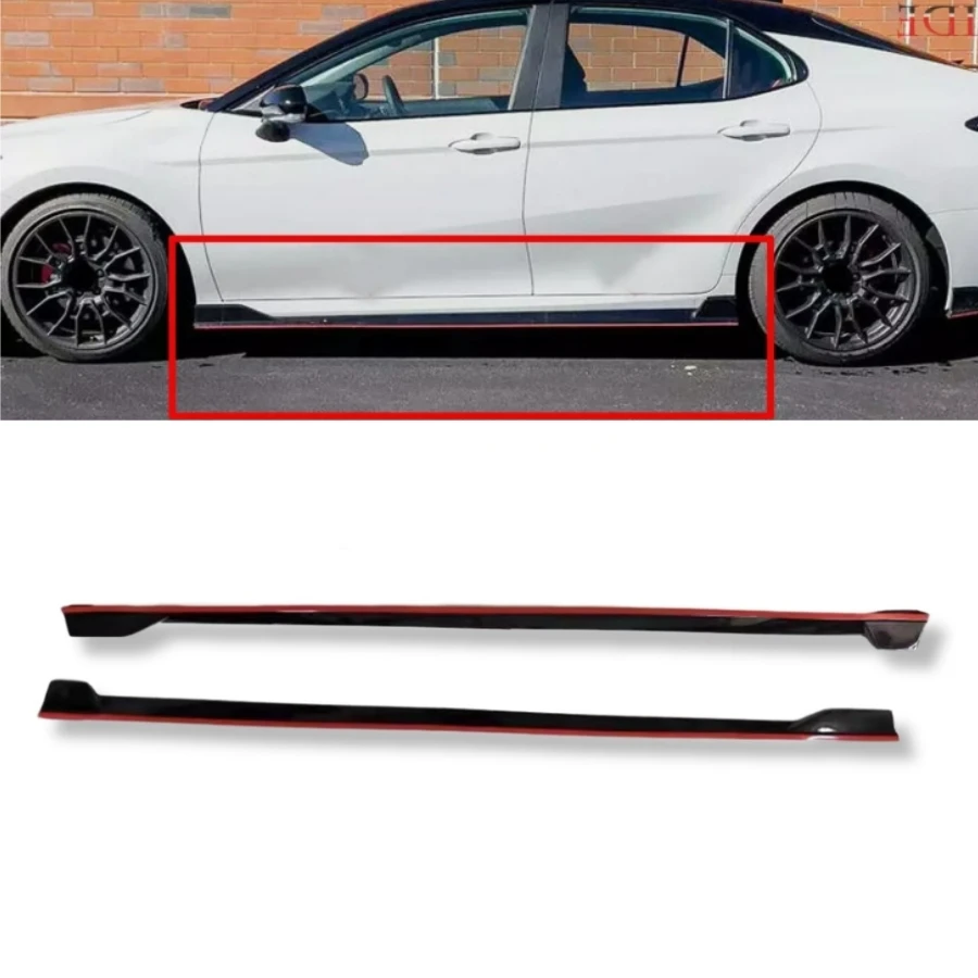 TIYPEOR for 2018-2021 TOYOTA CAMRY TRD STYLE GLOSSY BLACK 4PCS ADD-ON SIDE SKIRT KIT