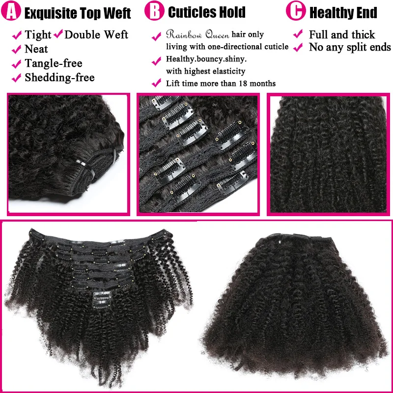 Double Weft 100g Clip in Hair Extension Human Hair Extensions Unprocessed Clip in Hair Extensions for White