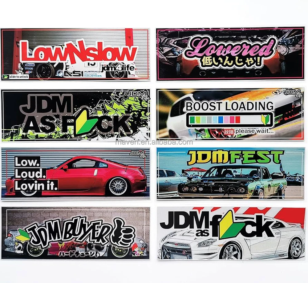 Hot JDM Sticker Japanese Racing Graphics for Cars Motorcycle Helmet Decals  Drift Slammed Auto Race Motors Motorbike Decal, image size:1000x919
