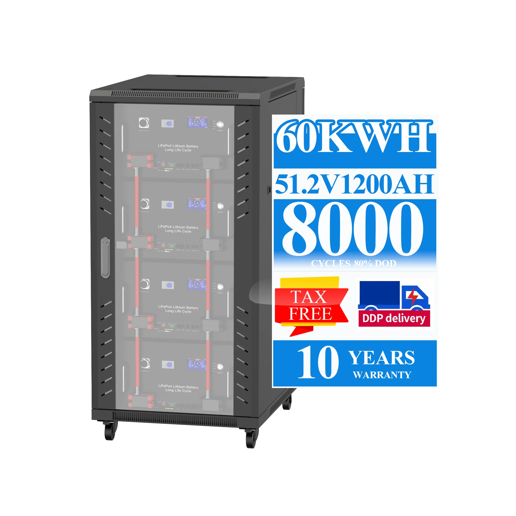 ZTGF 51.2V 1200Ah Solar Lithium Ion Battery Pack 48V 280ah Lifepo4 Battery 15Kwh 30kwh 45Kwh 60Kwh Home Energy Storage System