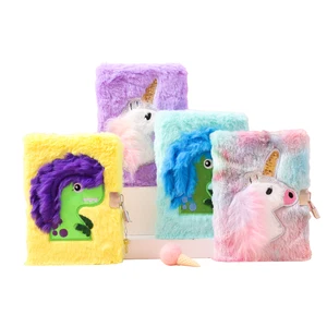 Wholesale Winter Warm Colorful Horse Animal Plush Animal Warm Furry Diary Notebooks for Kids and Students