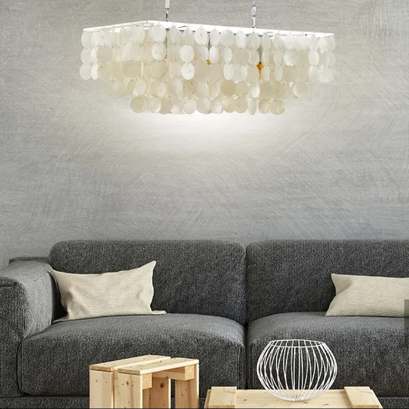 Modern Contemporary Chandelier French Rectangle Designer Living Room Dining Room Bali Shell Chandelier