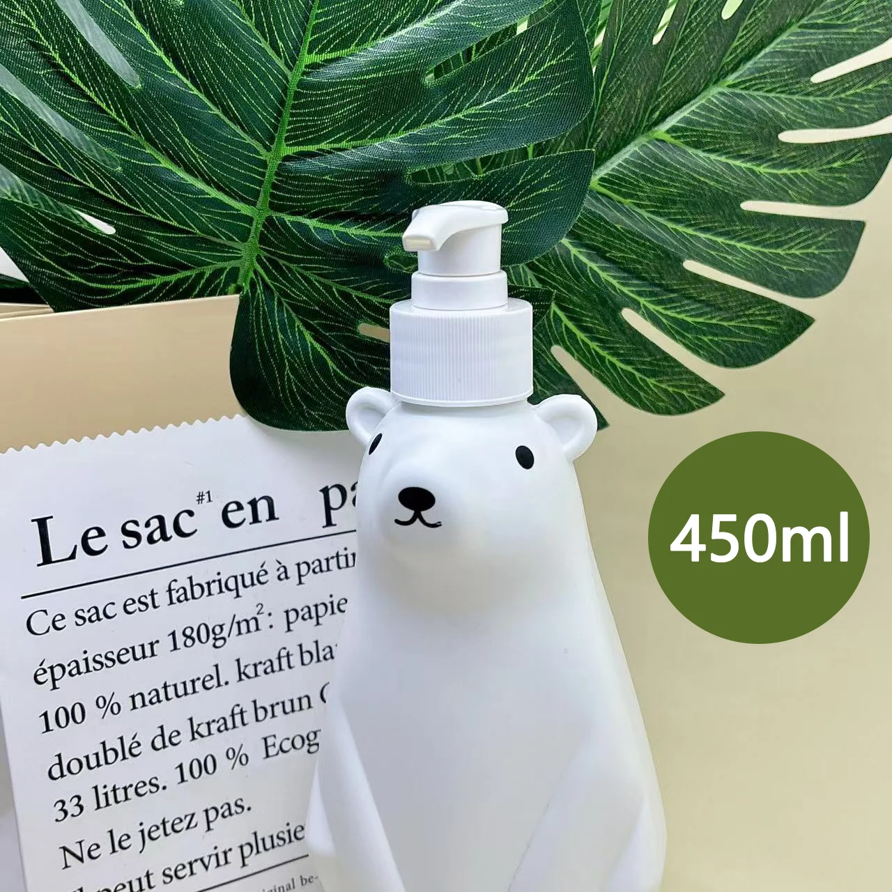 product creative 450ml empty press bottle polar bear design shampoo body wash hand sanitizer dispenser polished surface facial cleanser-28