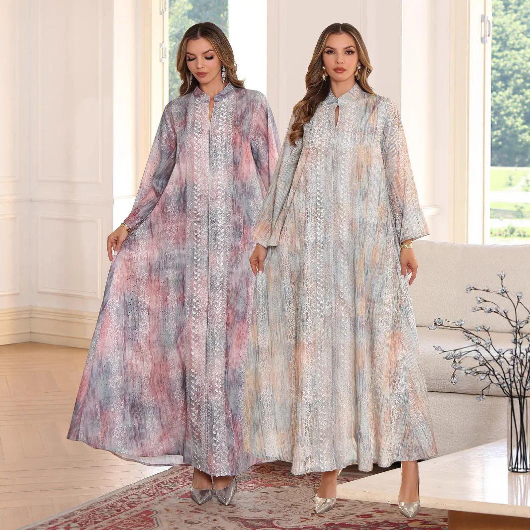SMT136 Muslim Women's Dress Islamic Clothing Middle Eastern Abaya Elegant Fashion Printed Sequin Robe SMT136 Muslim Women's Dress Islamic Clothing Middle Eastern Abaya Elegant Fashion Printed Sequin Robe