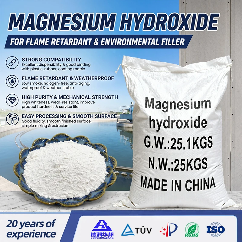 Idrossido di magnesio in polvere bianca industriale, ritardante di fiamma per gomma e plastica, neutralizzante per acque reflue e desolfurizzante per gas