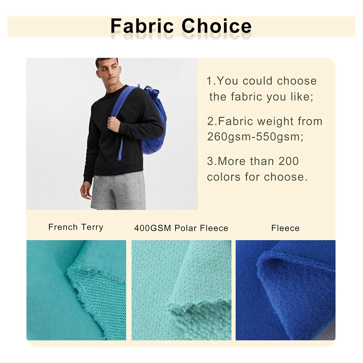 Sportswear Training Thick Fleece Casual Golf Screen Print Solid Bulk Gym Black Raglan Sweatshirt for Men