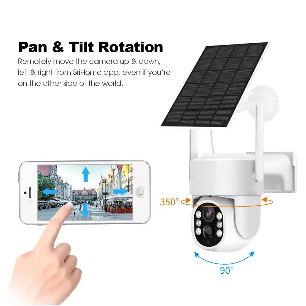 Telecamera di sicurezza solare 4G2 all'aperto,Panoramica