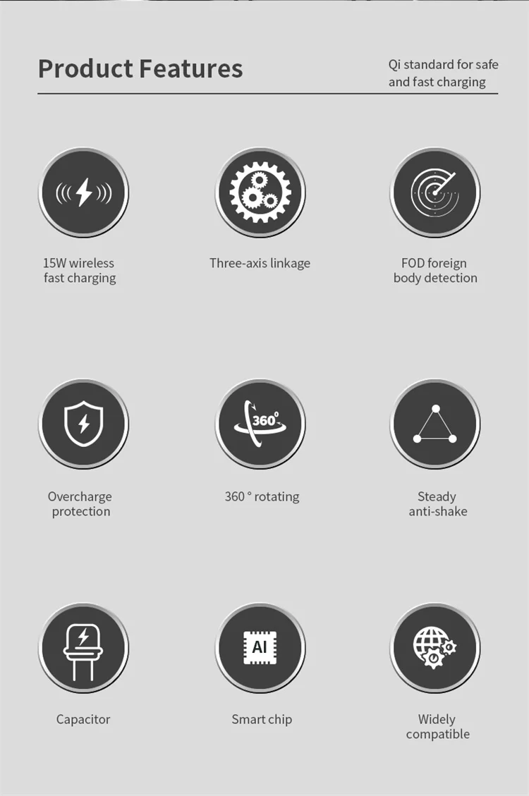 Smart Sensor 15w Qi Fast Wireless Charging Car Air Vent Windshield