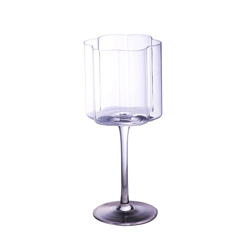 Creative Unique Style Bar Cocktail Glasses Wave Ripple Champagne Coupe Customize Logo Color Amber Green Pink Red Wine Glasses