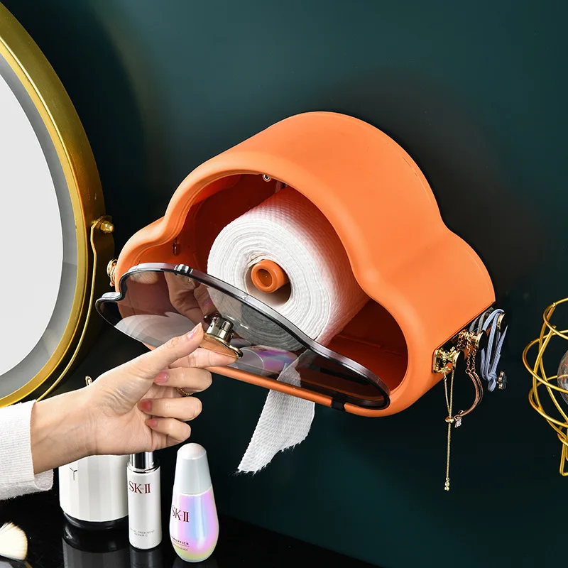 Porte-papier hygiénique pour salle de bain, crochet latéral étanche, mural transparent, écologique, moderne, avec logo personnalisé et boîte à mouchoirs