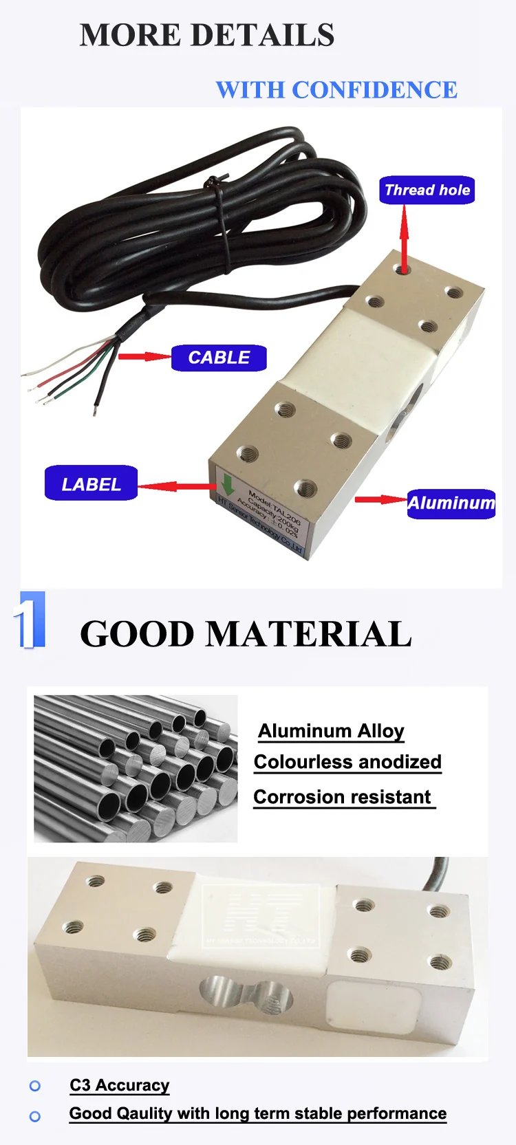 Single Point Load Cell - Parallel Beam Sensor for 150kg-200kg