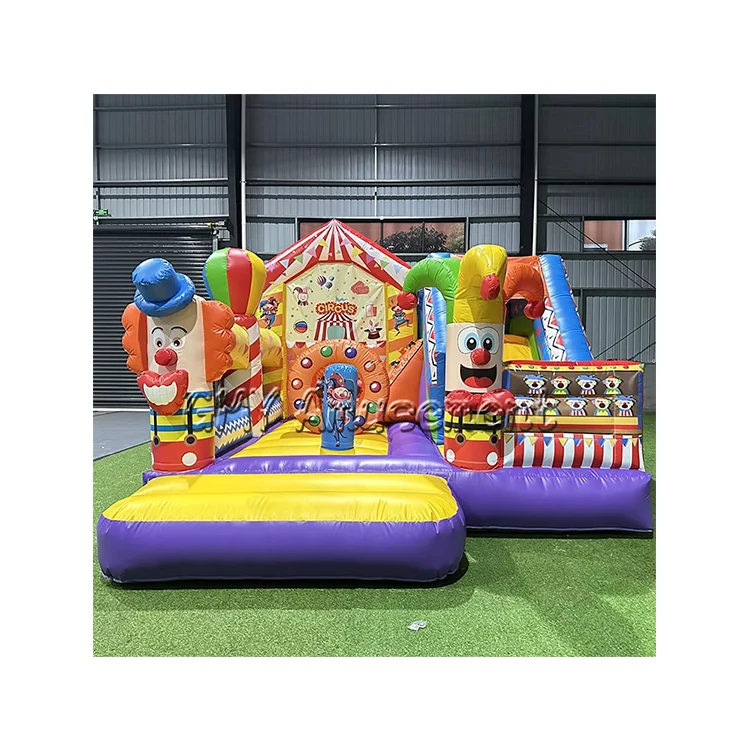 Cheap Inflatable Carnival Circus Clown Theme Carnival Games Jumping Bounce House With Slide Inflatable Combo for Party Rental