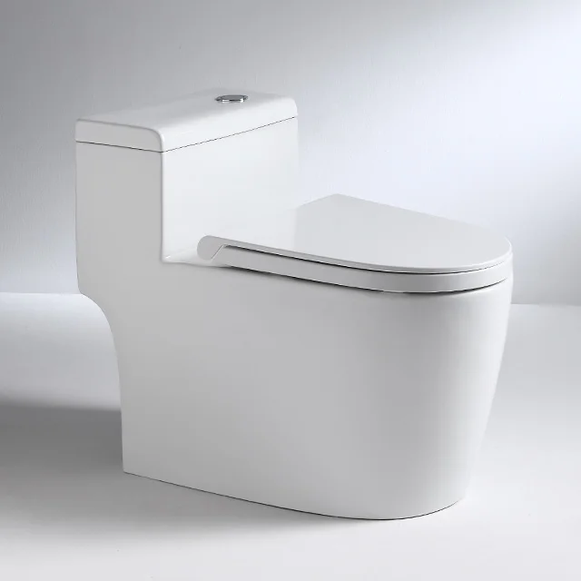 Modern One Piece Low Water Tank Porcelain Toilet Bowl Rimless Floor Stand WC Bathroom S Trap Toilet