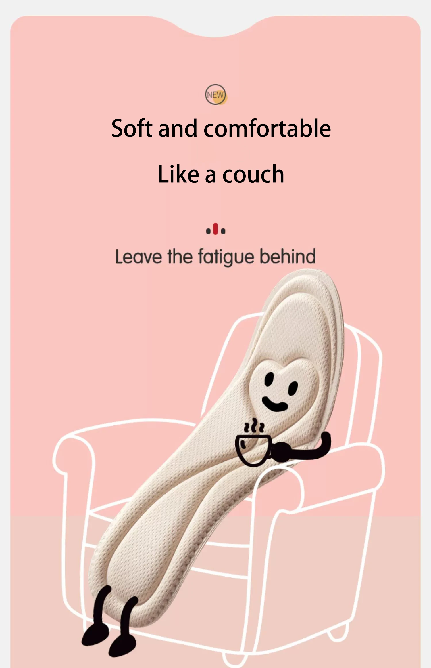 5D Heart Pattern Women's Insoles, High-Density Cotton & Wormwood Deodorization