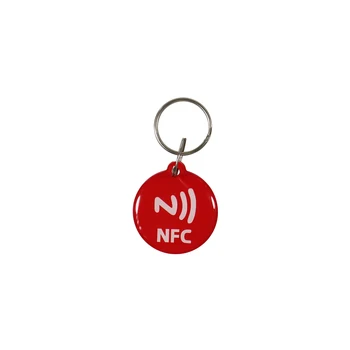 Wholesale 13.56mhz Access Control Epoxy Key Chain  NFC KeyChain with Metal Ring