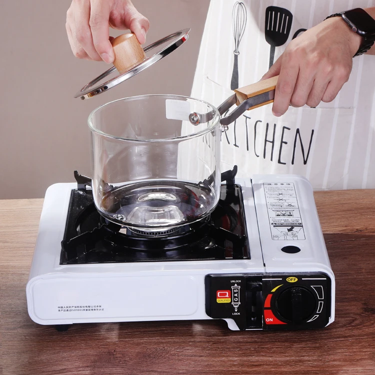 Milk Pot with Wooden Handle Milk Glass Cooking Pot_1