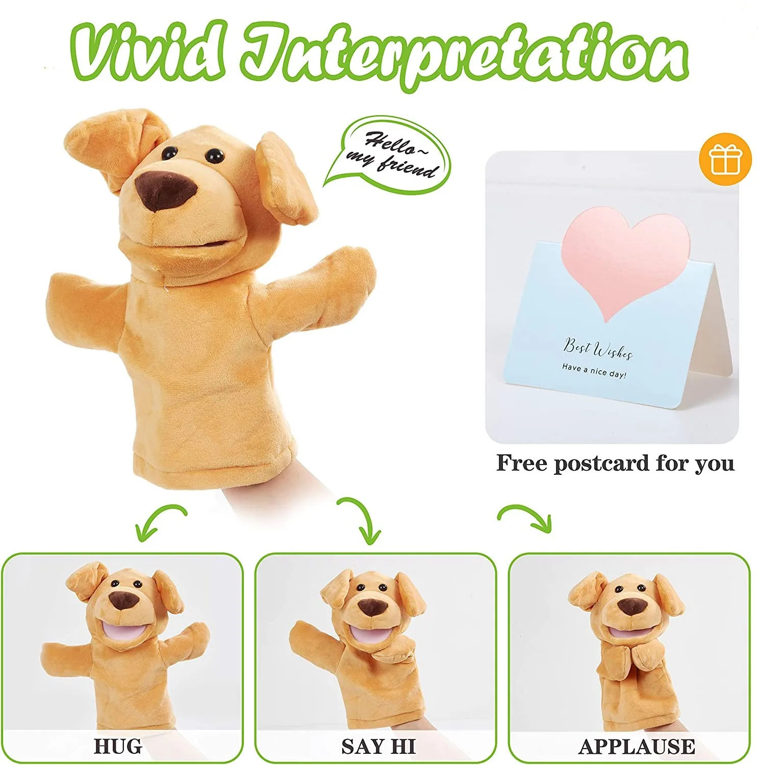 2025 Muppets Soft Handheld Puppy Dog Puppet Lovely Plush Toy for Kids Adults PP Cotton Bag Type Gift Developed Intelligence