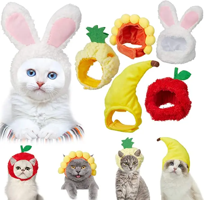 2022 Pet Cute Hat Cat Hat Easter Bunny Hat with Rabbit Ears Banana Costume Accessories Headwear for Cat Kitten Puppy Pet