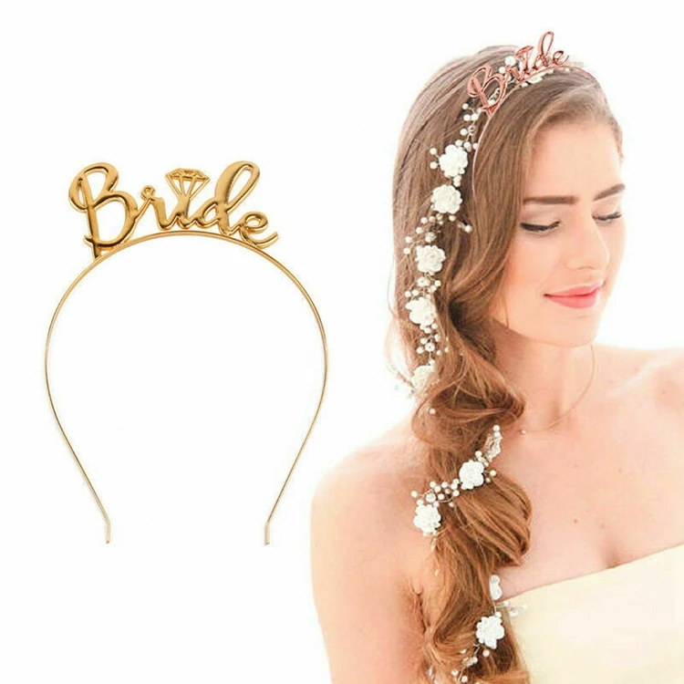 Women Wedding Party Tiara Hair Accessories Bridal Letter Gold Bridal Hair  Band Alloy Bride To Be Hen Headband - Buy Bridal Hair Band,Bride To Be  Headband,Bride To Be Bridesmaid Tiara Crown Headband