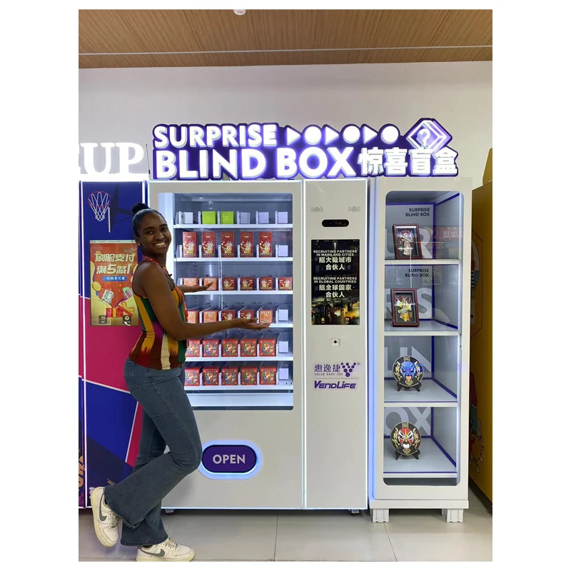 Popüler Lokers Blind Box Oyuncak Çekirdek Ürün Portföyü Satış Makinesi Para İsevi Şanslı Kutu Satış Makinesi Dokunmatik Ekranlı