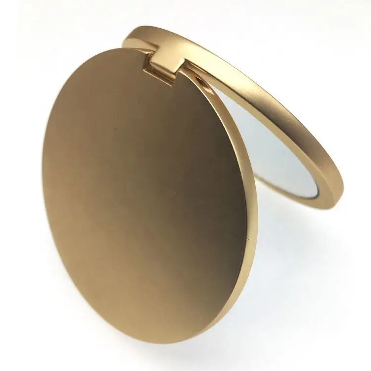 Factory Supply Customized Logo Right-angle Side  Plain Metal Matte Pocket Mirror Foldable Double-Sided Makeup Mirror