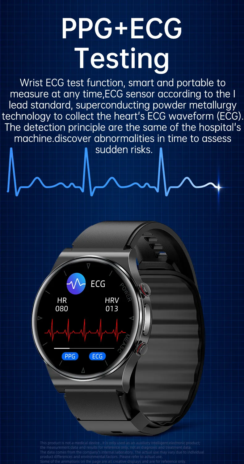 P70 Smart Watch Ecg+ppg Air Pump+air Bag Type True Blood Pressure Spo2 ...