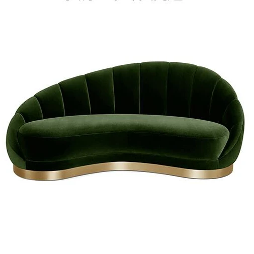 Nordic Style Designer Velvet Couch Shell Shape Upholstery Arc-shaped Sofa Set