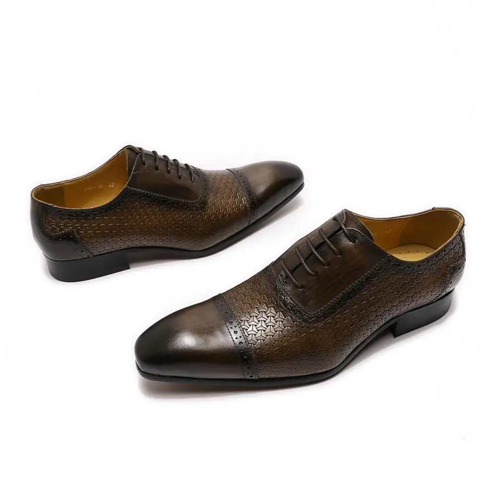 Oxford Italian Luxury Shoes Brands Genuine Mens Formal Shoes