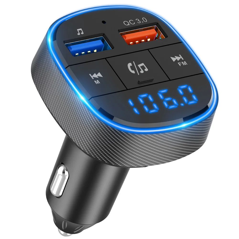 Transmissor FM Bluetooth Veicular com Carregador Rápido Dual USB QC 3.0