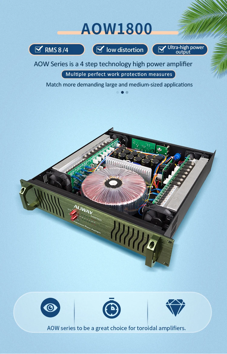 2u Top Power Amplifier Subwoofer 2 Channel Class H 1800 Watt High Power Amplifier 4 Step For Pro