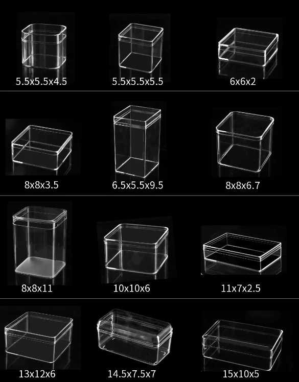 Square Transparent Box Ps Hard Plastic Food Packaging Candy Box Acrylic