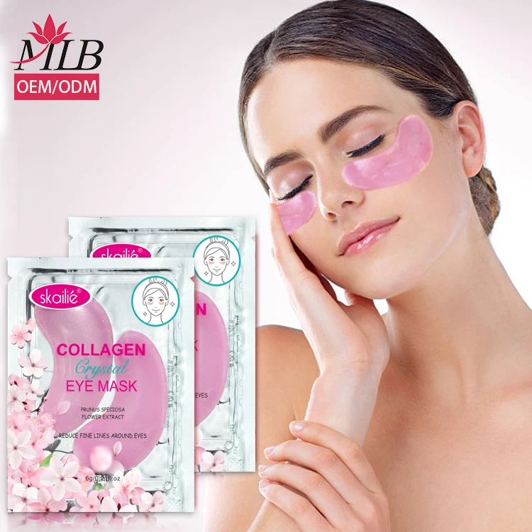 MLB Private Label Environmentally Friendly Dissolvable Anti Wrinkle Remove Dark Circle Pink Crystal Collagen Eye Mask Gel Patch