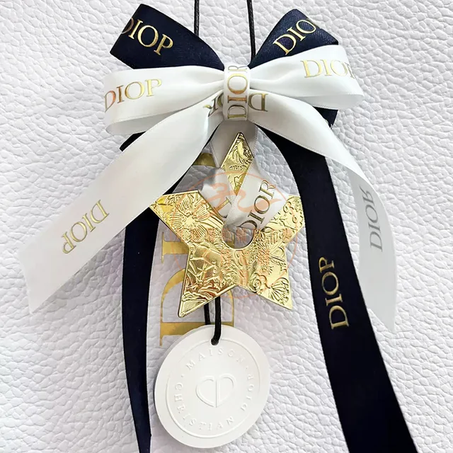 Little Red Book Internet Red Bow Bronzing Polyester Grosgrain Ribbon Flower Lucky Star Expanding Fragrant Stone Car Pendant