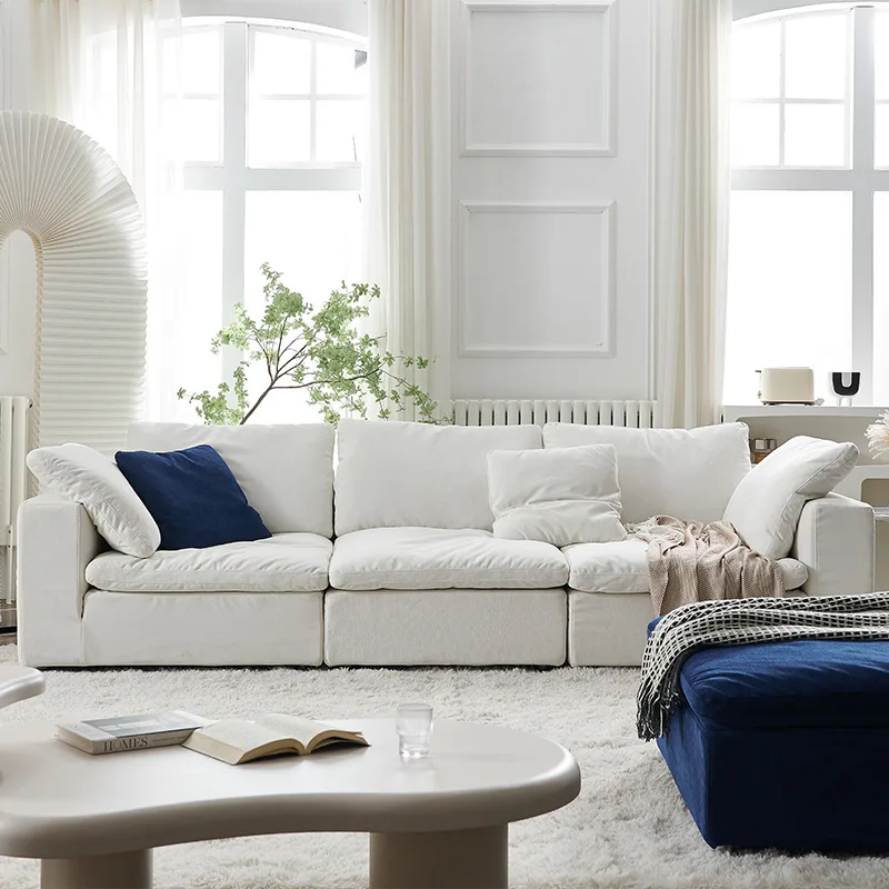 Modern 3 Seater Modular Sofa White Cloud Couch Sectional Sofa With