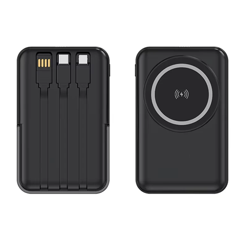 Popular Design 10000 Mah With Multiple Cables Magnetic Suck Power Bank