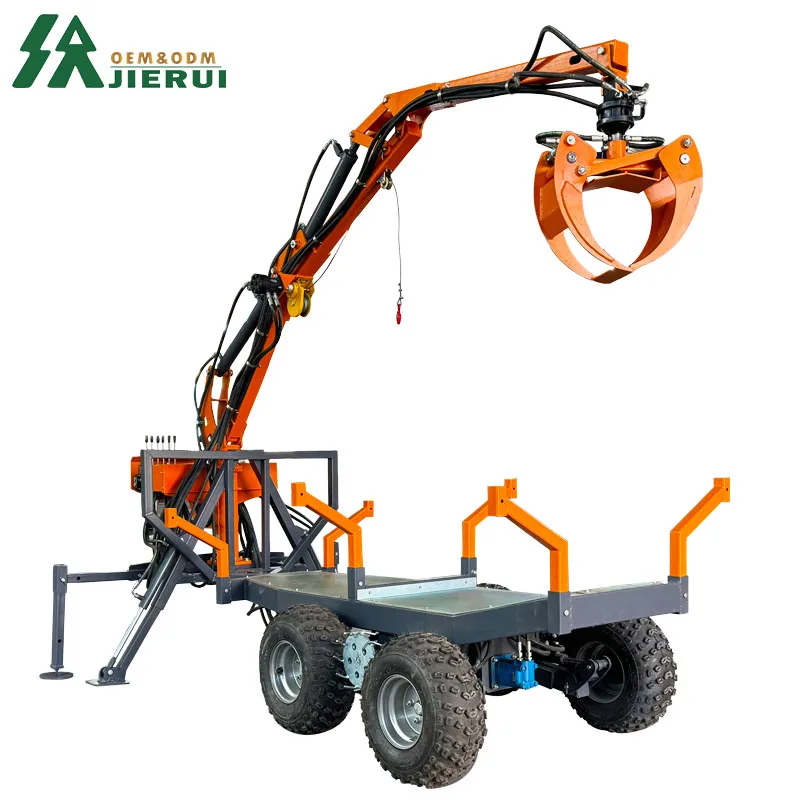 Cheapest Price ATV Log Trailer With Crane Timber Loader and Grapple for Sale Timber Trailer with Crane Timber Loader for Sale
