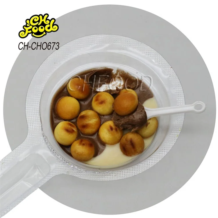 Wholesale Sweet Cookie Biscuit Ball Dip Chocolate Spread Pan-Shaped Candy Toy for Kids Halal Sweets Snack Food