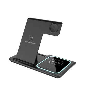 3-in-1 Smart Watch Charging Dock Station Foldable 15W Fast Wireless Charger USB Type C Phone Holder Earphone Dock 10W Output