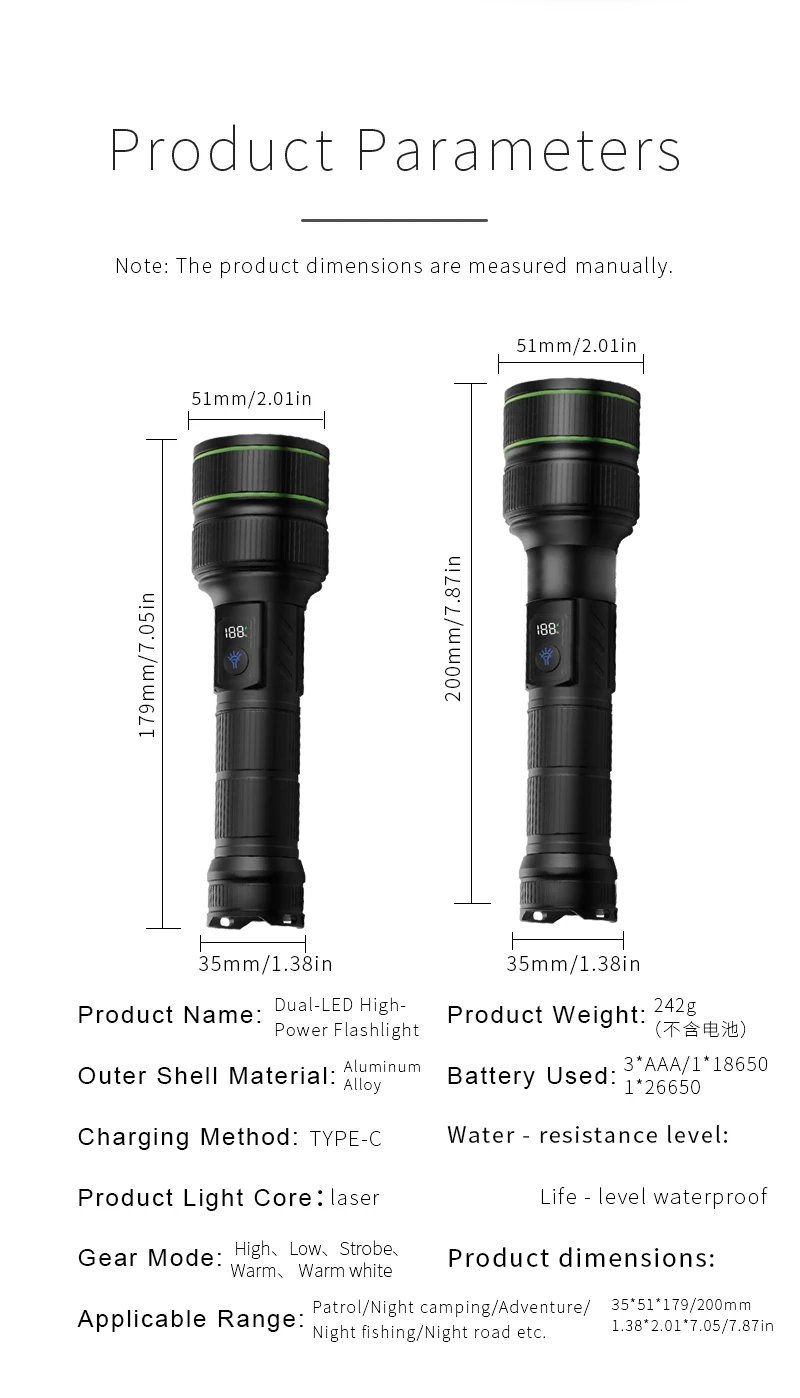 product high lumens power bank usb rechargeable zoomable led waterproof long range powerful led torches light tactical flashlights-24