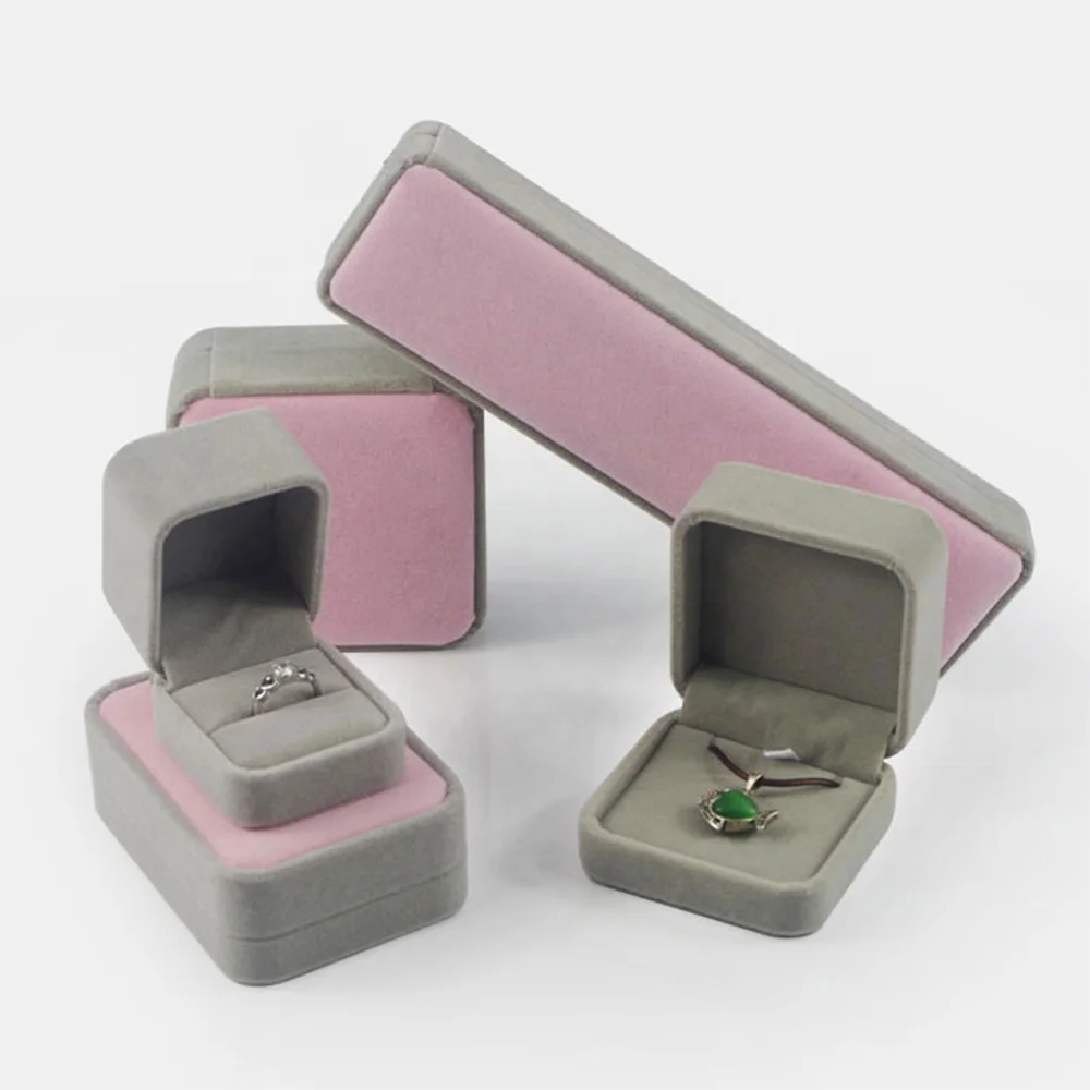Elegant Gray Pink Gift Jewelry Packaging Box