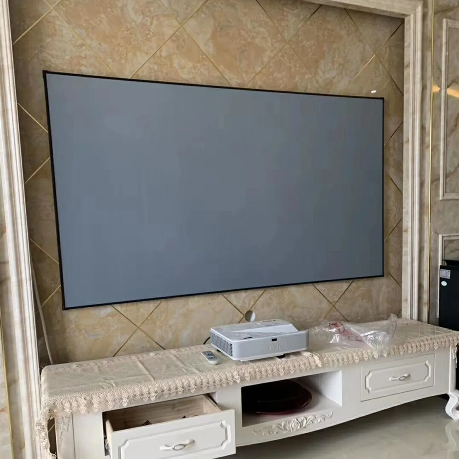 Projection Screen Wholesale Factory 4K/3D ALR Anti Light Black Crystal PVC Material Projector Screen Fabric for Home Theater